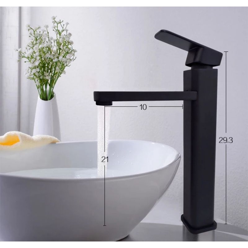 Kran wastafel Black 31cm Kotak Panas dingin keran Lavatory Hot cold stainless sus 304