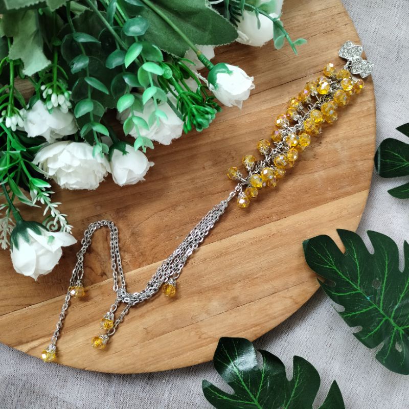 Syaira brooch / bros dagu juntai panjang-Kuning mustard