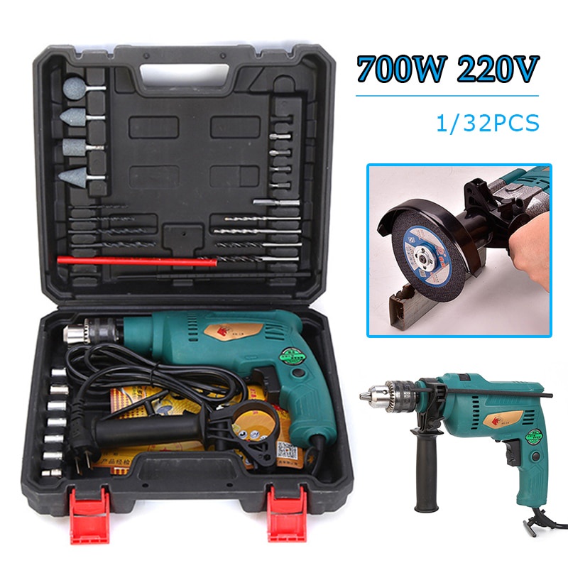 REAIM【Garansi 3 Tahun】13mm Mesin Bor Impact Drill Koper Set Besi Kayu Tembok 500W Modern Electric Impact Drill Mesin Bor Listrik  Set Aksesoris Box