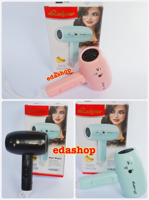 ORIGINAL !!! Hairdryer Ladystar LS 359 , Angin kencang , Super bagus  , Motif lucu , catokan