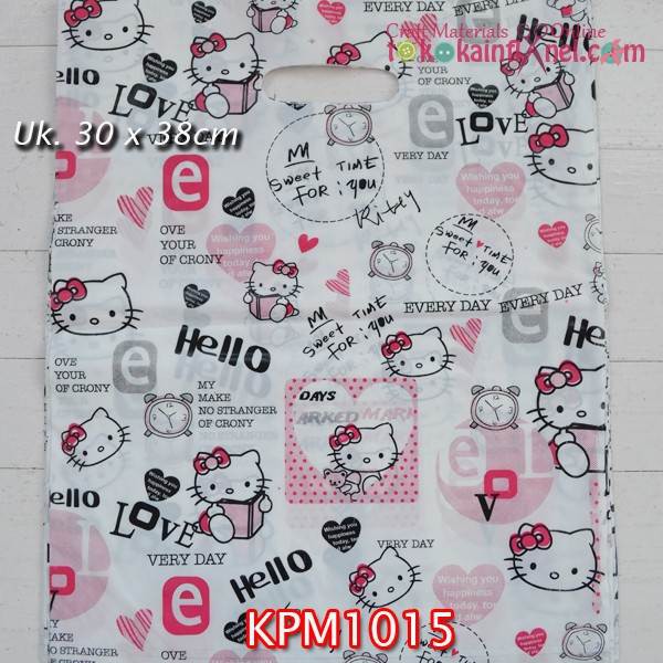 Kpm1015 Kantong Plastik Motif Pon Oval 30x38 Hello Kitty Pink