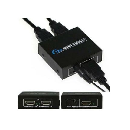 Hdtv splitter eyota 2 port 3d 1080p adaptor box for dvd ps3 pc laptop - Hdmi cabang 1 input to 2 output