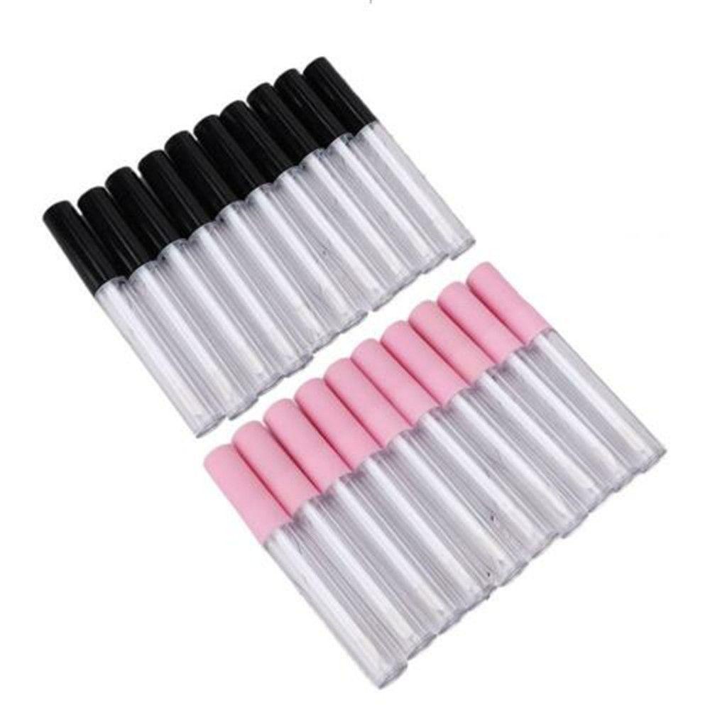 R-FLOWER 5/10 Pcs Tabung Lip Gloss 3ml Dengan Kuas Portable DIY Kosmetik Ukuran Mini Botol Isi Ulang