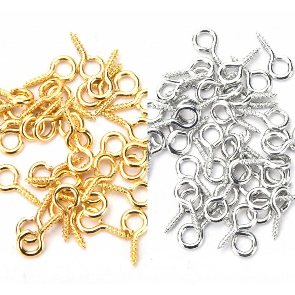 300Pcs Mini Screw Eye Pins for Jewelry Making Pearl Beads Eyepins Hooks Eyelets Screw Clasps Hooks for Pendant