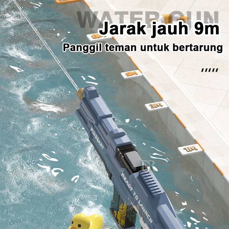 LNR Shop Mainan Pistol Air 600ml Elektrik Otomatis Jarak Jauh 9 Meter untuk Anak - Anak Water Gun Anak Outdoor Pantai Kolam Renang Mainan Kapasitas Besar Tekanan Tinggi Besar