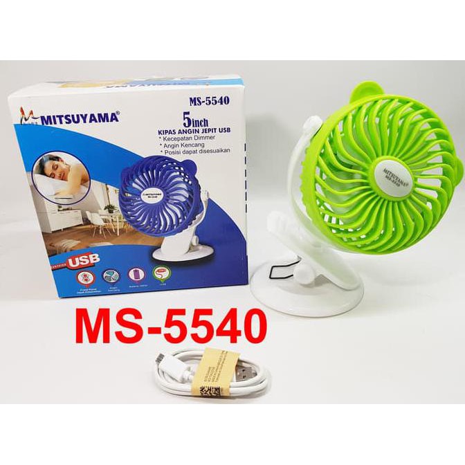 kipas angin 2 in 1 ( jepit & duduk ) USB ukuran 5" MITSUYAMA MS-5540