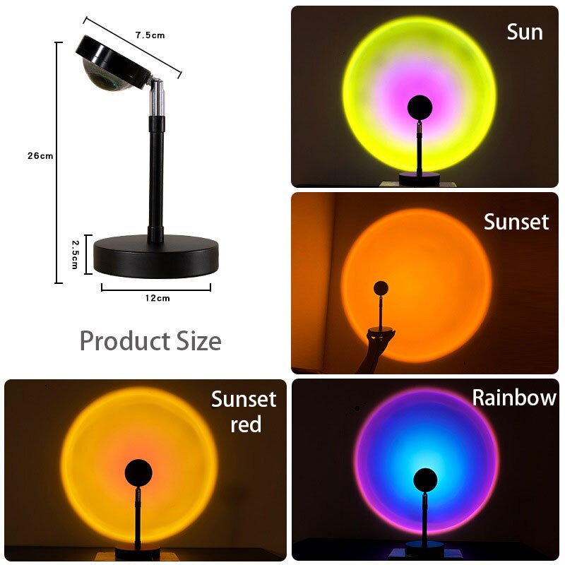 Lampu Sunset LED Lampu Tidur Proyektor Fill Night Lamp Plus Tripod