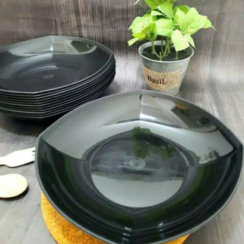 (PROMO 12pcs) PIRING MANGKOK PLASTIK FOOD GRADE, PIRING WARNA JITU / DG WARE DGWARE, Lusinan Murah