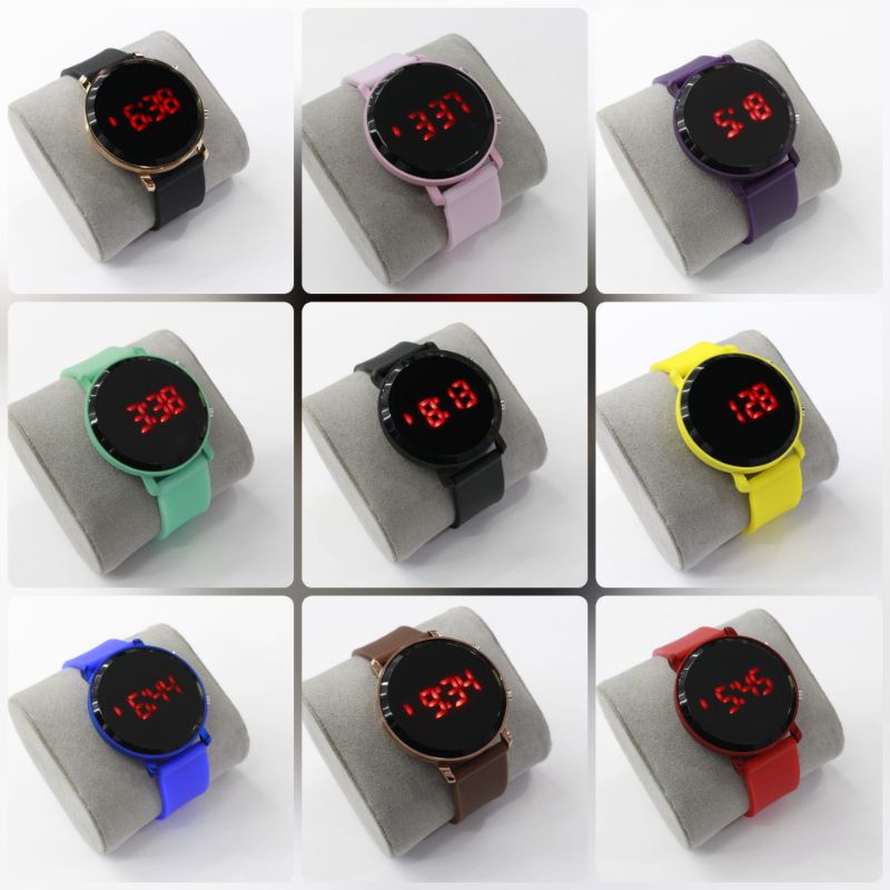 Jam Tangan LED Pria Wanita Unisex Original Bulat Rubber Strap LED 7404