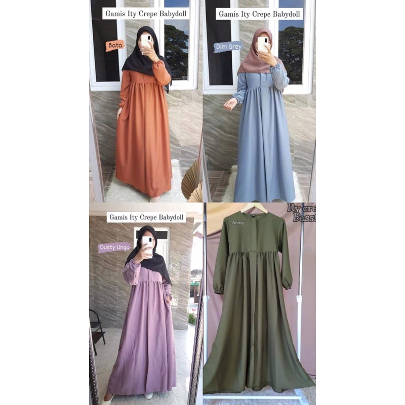 [Promo Flash sale] Gamis Babydol basic polos Ity crepe mewah Seri 1 size S-M-L-XL-XXXL By Delanijab-6