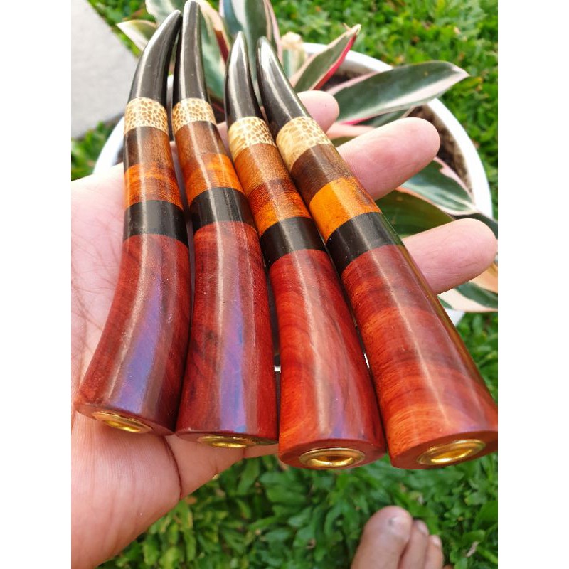 pipa once kayu bertuah 5 kombinasi ukuran 15 cm / pipa rokok kayu langka 5 kombinasi 100 % asli