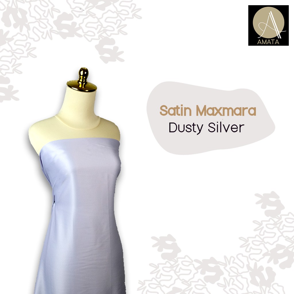 1/2 meter Kain Satin Maxmara / Sateen Velvet Premium Dusty Silver