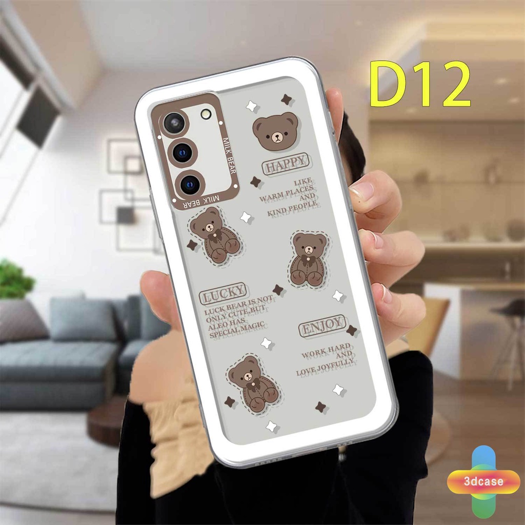 Casing Soft TPU Case Samsung A32 A52 A12 A13 A23 A03 A51 A03S A10S A50 A20S J7 Prime A02S A20 A50S A10 A30S A52S A30 M12 M01S A125 F12 M10S M40S A515F A207F M02S A025 F02S 11 12 13  7 8 6 Plus Brown Cute Bear Transparent Case