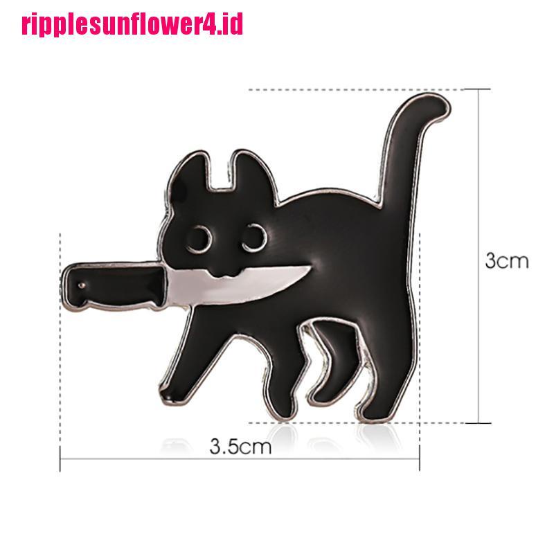 Bros Pin Enamel Bentuk Kartun Kucing Hitam