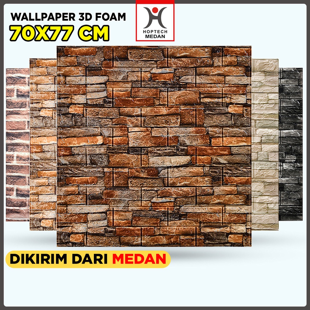 Wallpaper Dinding 3D bata motif Batu Alam / wallpaper 3D Foam tebal 3 mm High Quality