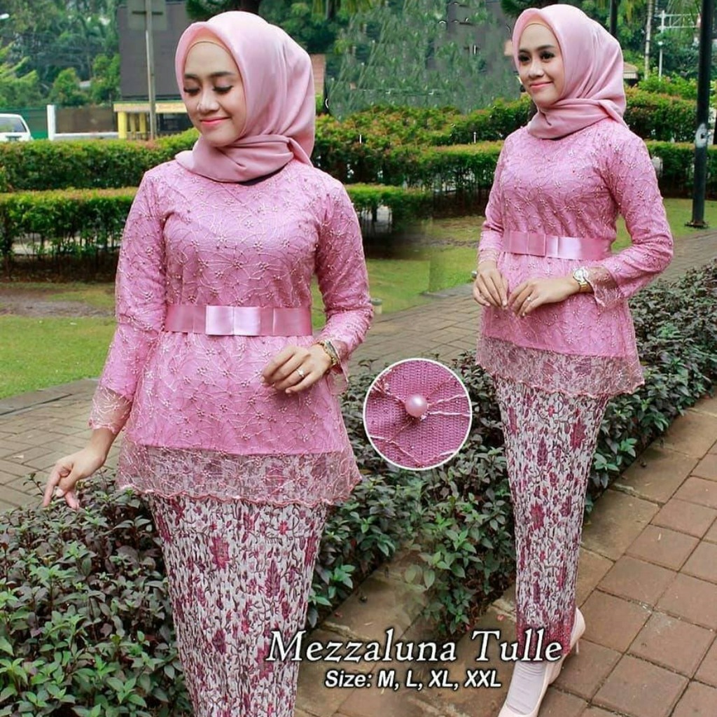 DRESS KEBAYA MEZZALUNA - SET KEBAYA TULLE MUTIARA - KEBAYA MODERN TERBARU - BAJU WANITA - PAKAIAN