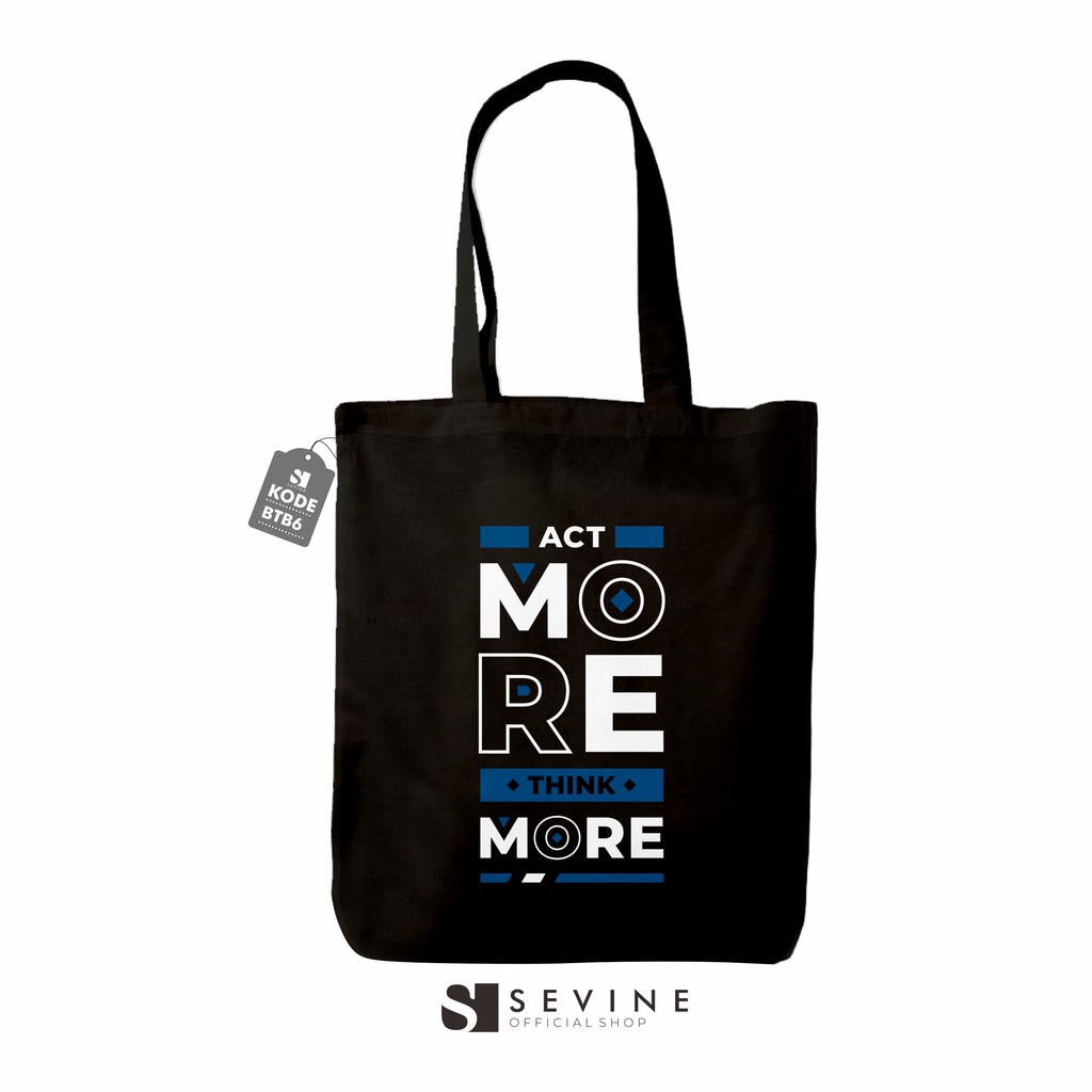 Sevine Totebag Tas Wanita Tote Bag Resleting Quote Motivation Black Series Hitam - BTB