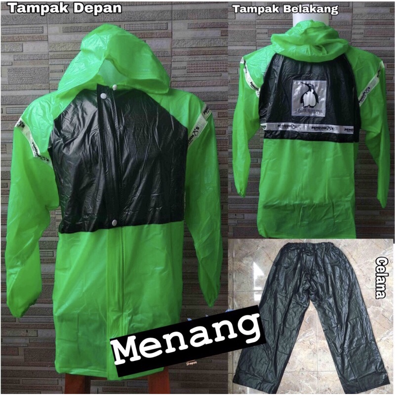 Jas Hujan Setelan Jaket Celana Penguins Kombinasi Batman Size XL Bahan 100% PVC Ringan dan Praktis