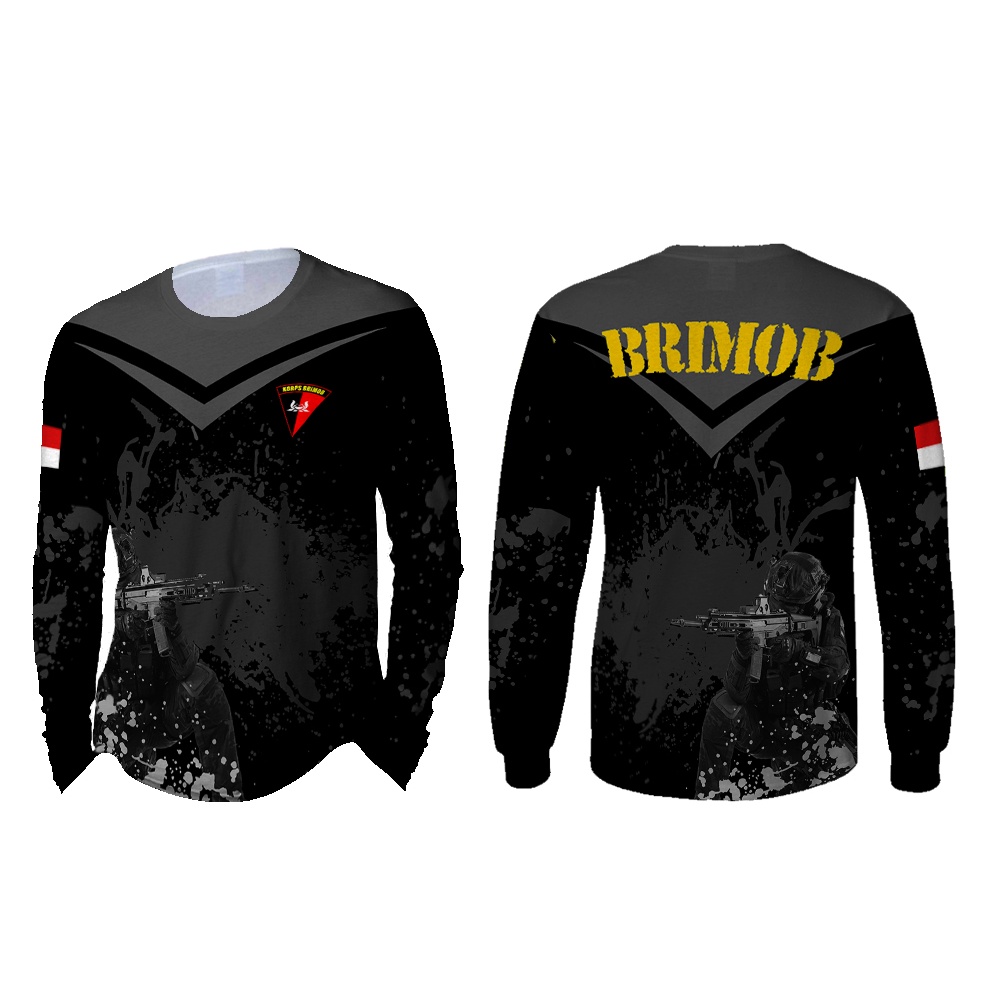 TiniShop || Kaos Brimob Pria Original / Kaos Brimob Lengan Panjang FullPrint