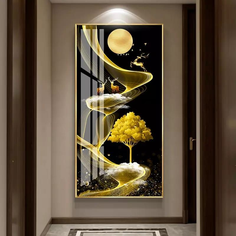 FENGSHUI PAINTING LED GOLD TREE WITH DEER AND MOON