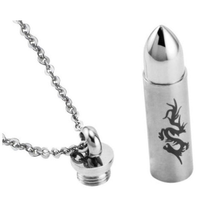 Liontin tabung minyak model peluru - Perak