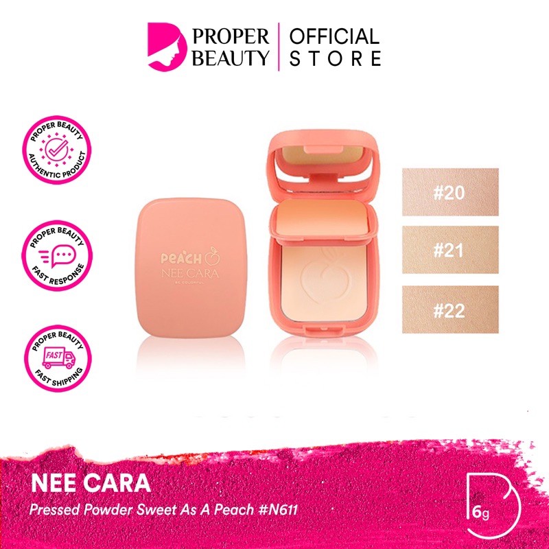 NEE CARA Pressed Powder Sweet As A Peach #N611 Thailand / Compact Powder / Bedak Padat Full Coverage