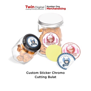 Twindigital Cetak Stiker Label Custom Bulat Label Kemasan Produk Makanan - Stiker Chromo Satuan