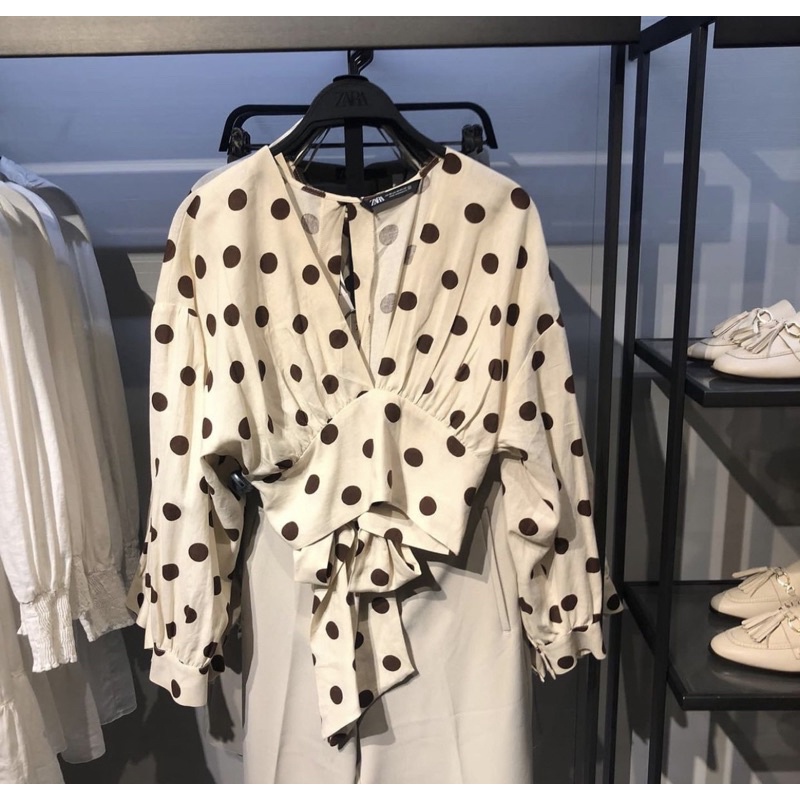 jastip zara blouse polkadot