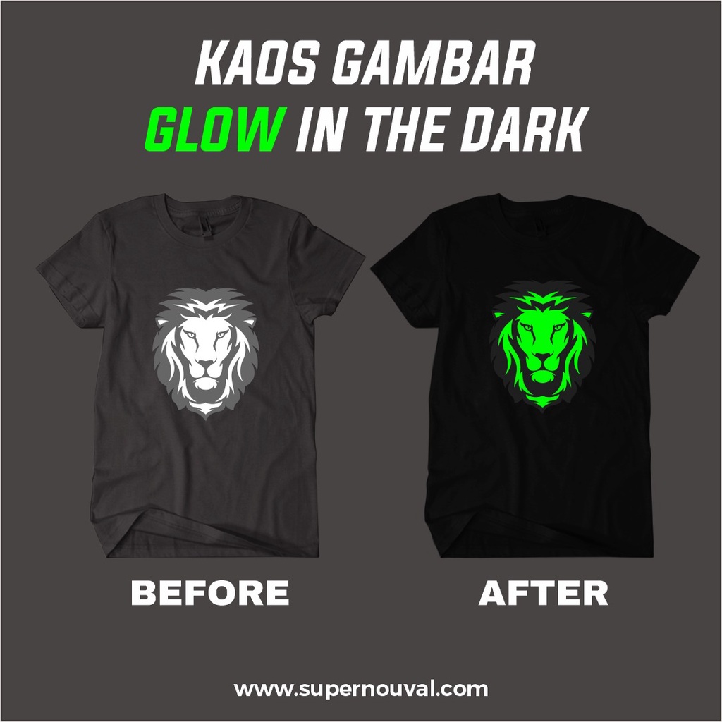 Kaos katun distro kaos Menyala Dalam Gelap / Glow in the Dark Costom kekinian keren