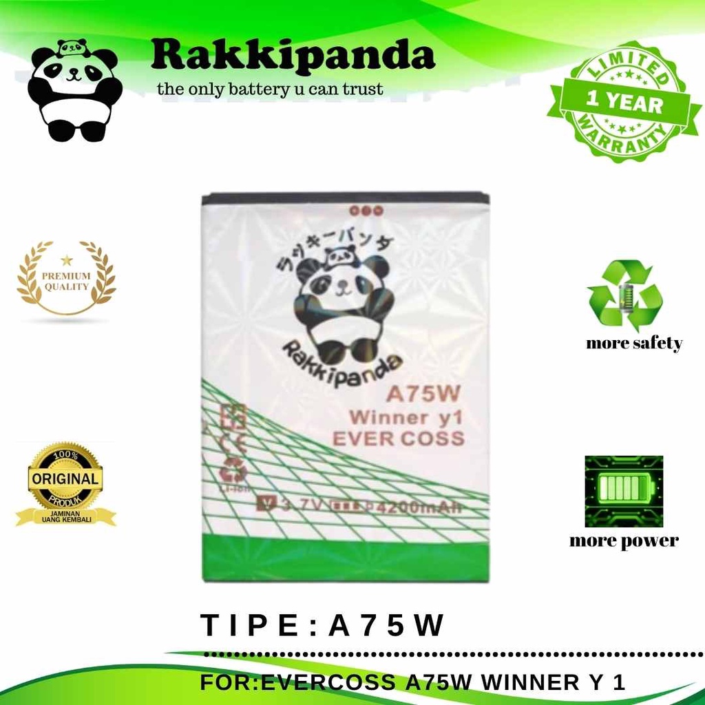 (R/K)- RakkiPanda - A75W Evercross Winner Y1 Batre Batrai Baterai