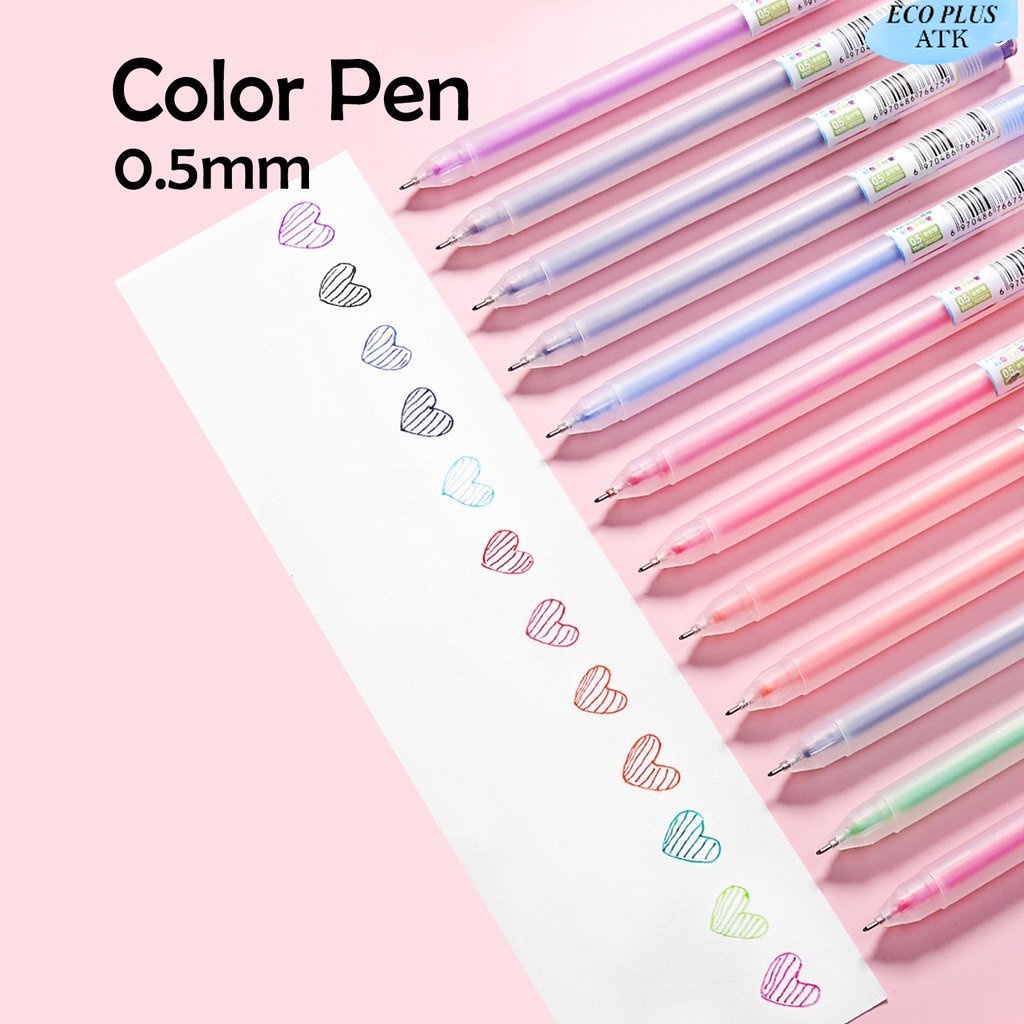 Ballpoint Color 0.5mm Colorful Pastel Cerah Stationery Sekolah Kantor ATK