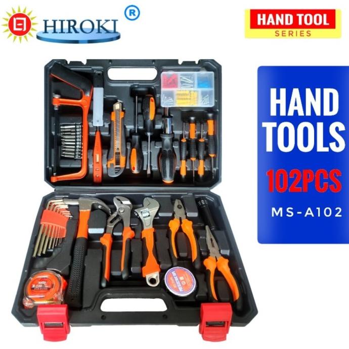 ,,,,,,,] HIROKI TOOL kit set 102 pcs toolkit alat tukang pertukangan hand tools