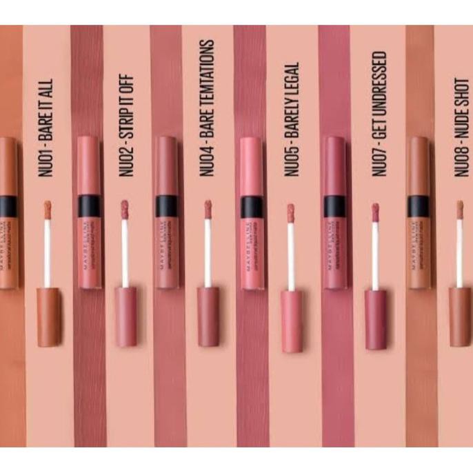 New Produk Maybelline Sensational Liquid Matte Lipcream Nude Series Lip Cream - Nu01 Bare It Al
