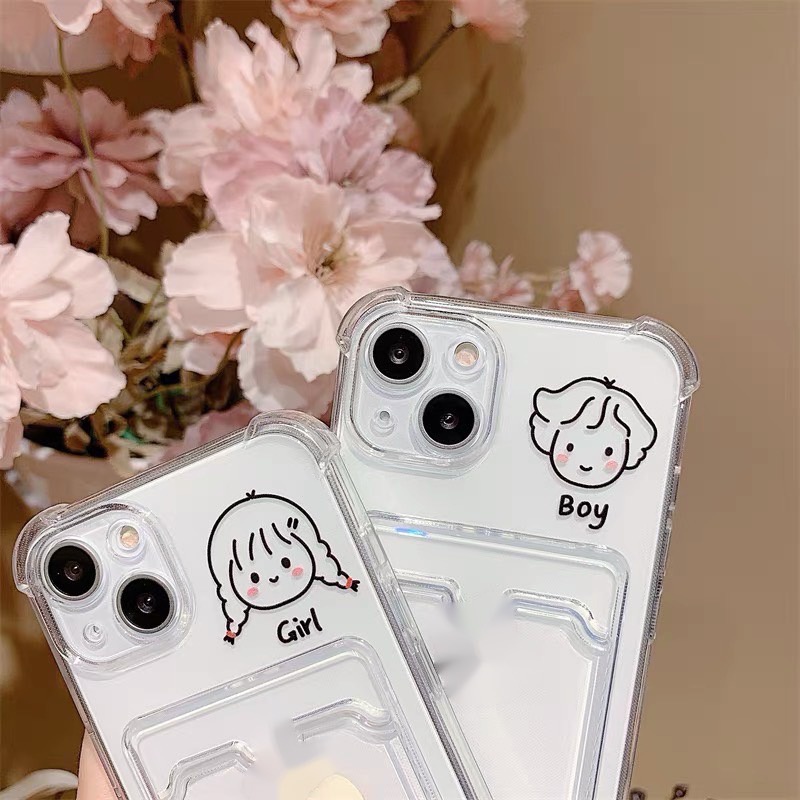 Soft Case Dompet Kartu Bening Untuk iPhone 13 Pro Max 11 12 Pro XS Max XR X 7 8 Plus SE 2020 2022