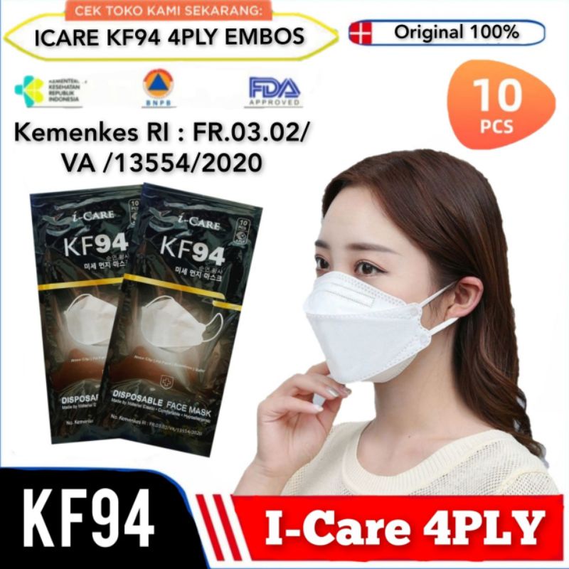 Masker KF94 4Ply Icare - Onecare - Chasa 1Bungkus Isi 10Pcs