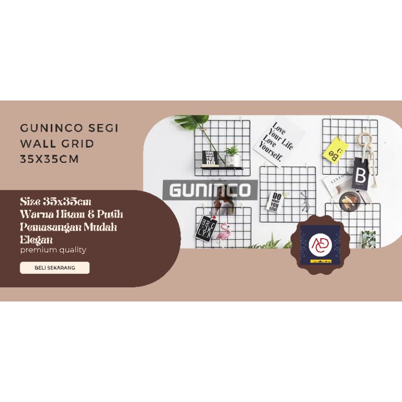 Guninco Segi Wall Grid 35x35cm Murah Hiasan Dinding Besi Wire Meshboard mood board Display Foto Note