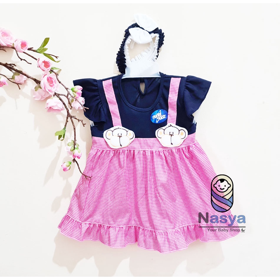 [ PROMO 7.7 ] [P-015] Dress Bayi / Baju Bayi Model Dress MURAH baby girl (0-6 bulan) + Bandana