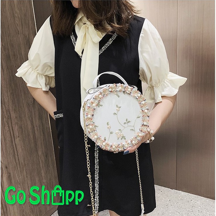 Tas Selempang Bulat Model Lace High Quality - Tas Fashion Wanita Import Terbaru Kekinian [TB03]