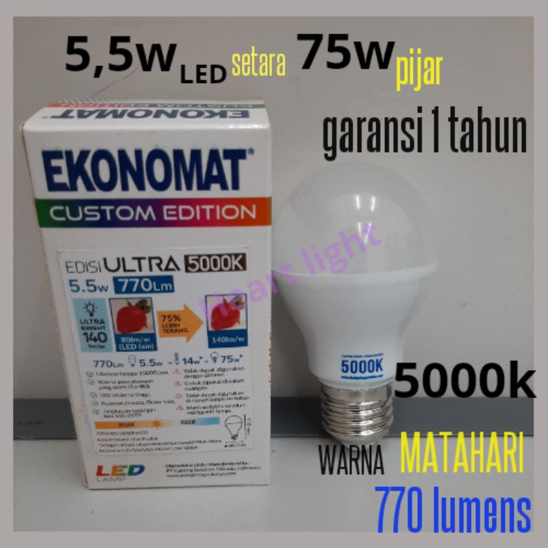 EKONOMAT LED ULTRA 5,5W 5000K MATAHARI lampu fotografi lampu makeup lampu hemat bohlam natural