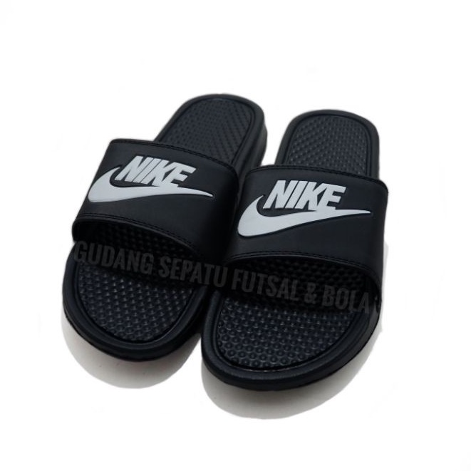 BEST SELLER - Sandal Slop Bennasi Flip Flop-Black Army-Import-Hitam lis putih