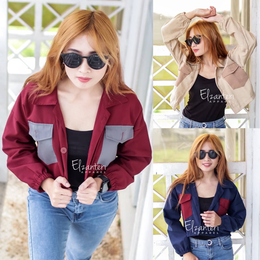 Jaket Crop Wanita Katun Ivanka