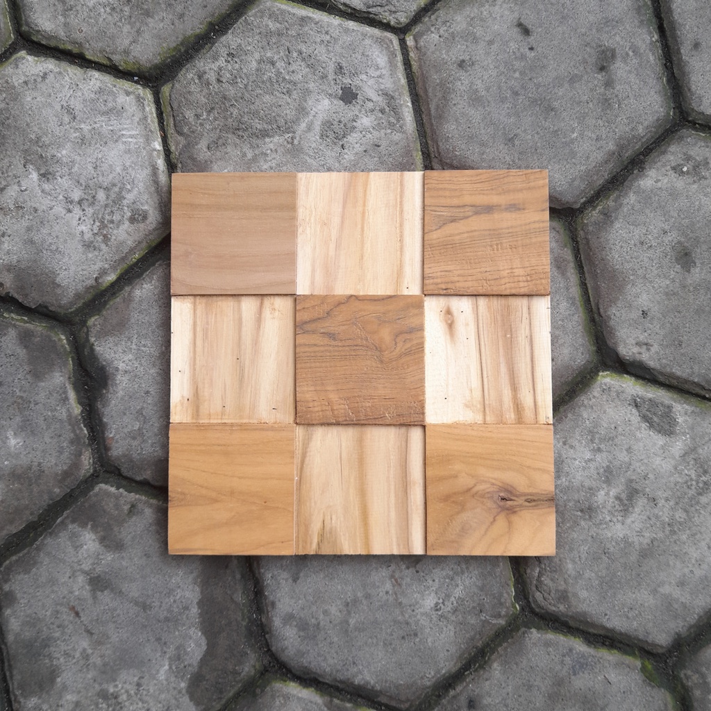 Panel Dinding Kayu Jati Wall Panel Kayu Jati Asli 30x30cm