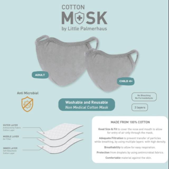PERA319 MASKER KAIN LITTLE PALMERHAUS COTTON MASK UNTUK ADULT ATAU CHILD