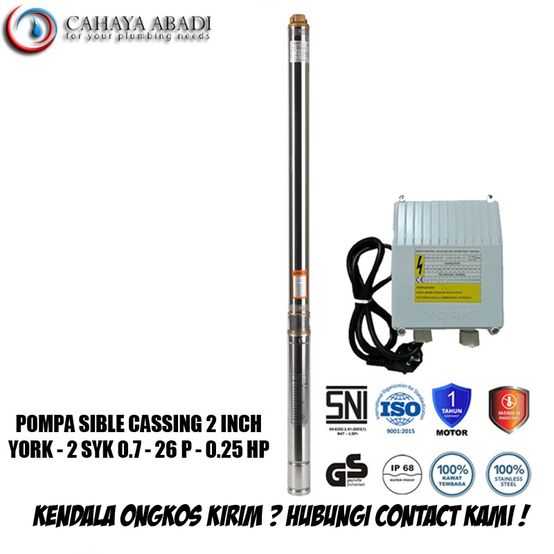 GROSIR - POMPA SIBLE 2 INCH - YORK 2 SYK 0.7 - 26P - 0.25 HP - 220 V - SUBMERSIBLE