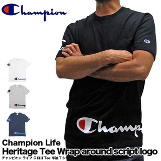 TEES KAOS CHAMPION HERITAGE  WRAPAROUND SCRIPT BLACK 