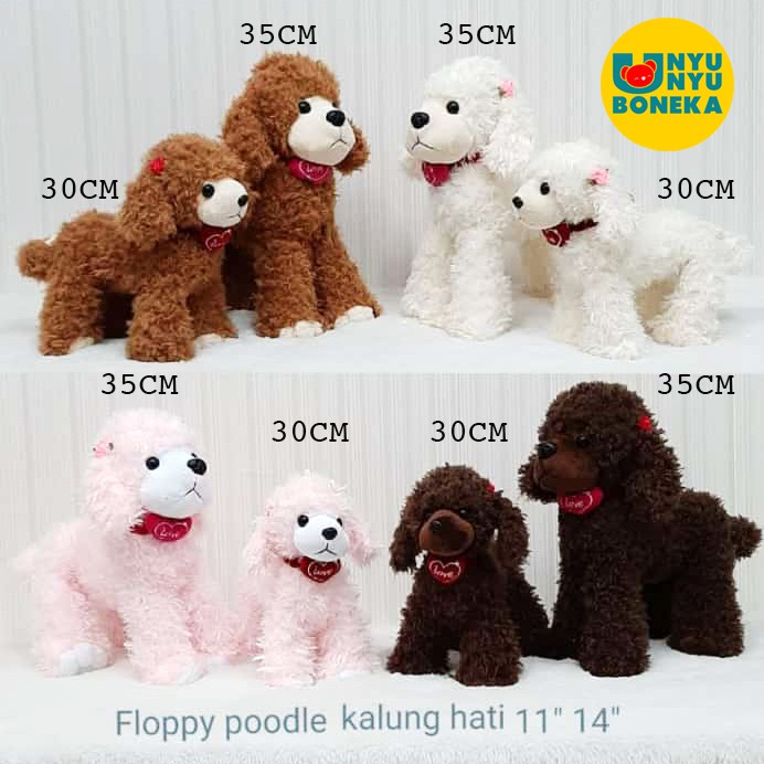 Boneka Floppy Pudle dog Kalung boneka anjing pudle animal