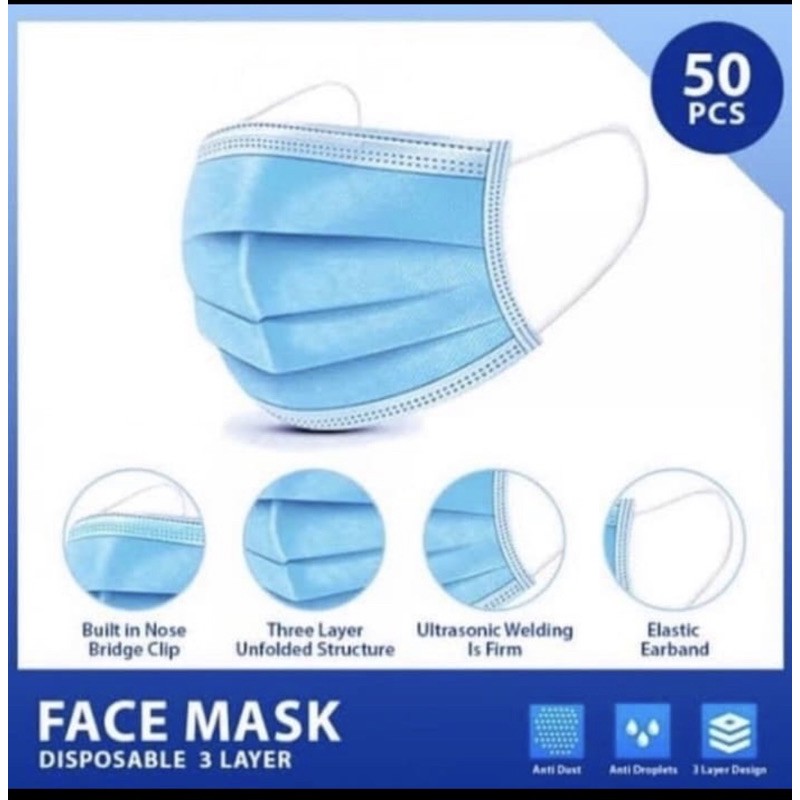 Masker 3 play isi 50 pcs medis masker bedah 3 play isi 50 pcs tanpa box