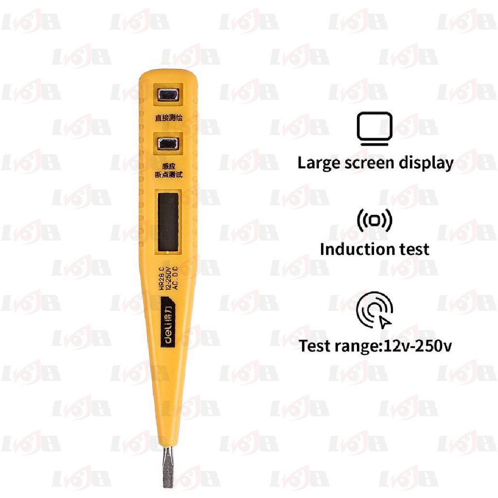 Tespen AC Deli Kuning Obeng Min Digital Test Pen Listrik 12v - 250v