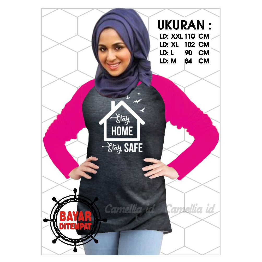 Kaos Raglan (HOME)/Kaos Wanita Lengan Panjang/ Kaos Wanita/ Kaos Cewek/ Kaos Oblong/Misty