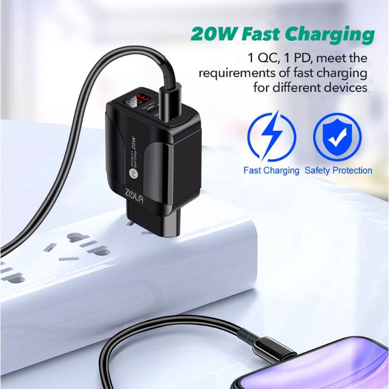 Zola Thunder Bolt gen 2 Fast Charging QC 4.0 PD 20W Digital LED